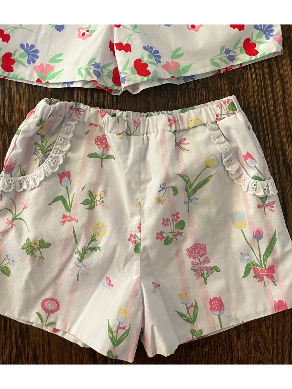Girls White Floral Elastic-Waist Shorts — Pack of 2
